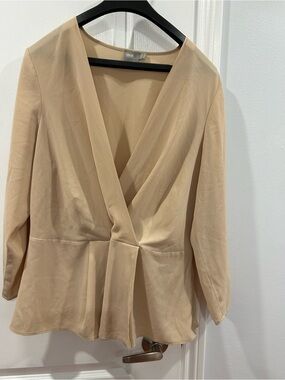 ASOS Beige Surplice Peplum Blouse